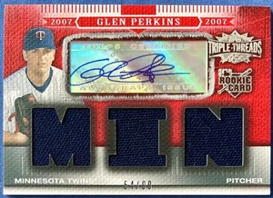 /99 Autographe GLEN PERKINS, Maillot 2007 Topps Triple Threads ROUGE /99 Auto - Photo 1/4