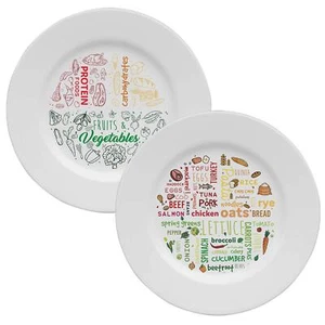 Pair of Colourful melamine PORTION CONTROL PLATE for adults - Picture 1 of 7