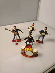 VTG 1960's Beatles Plastic Figures Paul, John, George & Ringo w/ Drums 1 Mic - Picture 1 of 7