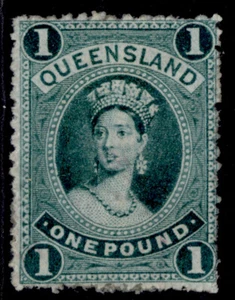 AUSTRALIA - Queensland QV SG156, £1 deep green, UNUSED. Cat £550. - Picture 1 of 1