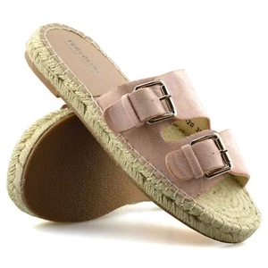 Damas Mujeres Nuevas Sandalias Sin Cordones Plantilla Hebilla Mules Informales Verano Zapatos Talla - Imagen 1 de 12