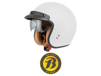Jethelm mit Visier Motorradhelm Halbschalenhelm Vespa Moped Mofa Scooter Weiß - Bild 1 von 4
