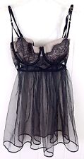 Victoria's Secret Eyelash Lace Teddy Fly Away Tulle Strappy Lingerie 34C EUC