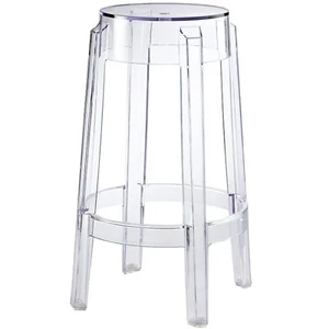 Acrylic Vanity Counter Stool Clear Transparent Round Ghost 25.25" Height Modern - Picture 1 of 4