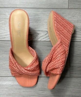NEW NINE WEST Size 10 M Nikhil Slip On Coral Wedges SLIP ON Square Open Toe - Image 1 of 4