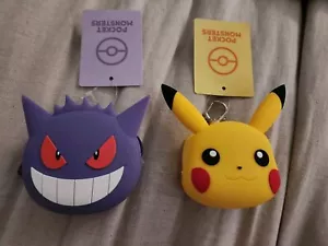 2 Pokemon Center Japan Mini Coin Pouches Keychain Pikachu & Gengar - Picture 1 of 4