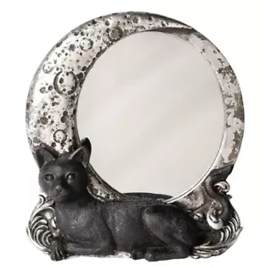 Alchemy Gothic Night Cat Moon Mirror Wall Or Desk Decor Goth Kitty Gift V95 New - Picture 1 of 4