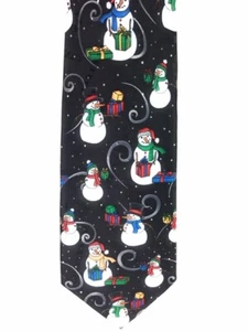 Corbata Negra Multicolor Muñeco de Nieve Navidad De Colección Sello Yule Corbata CT1 - Imagen 1 de 3