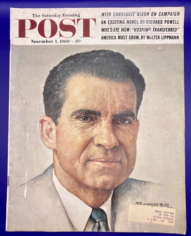 November 5, 1960 THE SATURDAY EVENING POST Norman Rockwells NIXON Cover CAMEL AD Foto 1 de 4