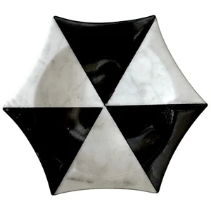 White Carrara Marble Star Ashtray Home Decor Checkered 20cm - Photo 1 sur 4