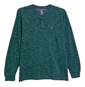 U.S. Polo Assn., Heathered Teal Half Button Pullover Sweater, size XL - Picture 1 of 3
