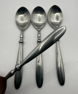 "Juego de 4 cucharas de lugar Hampton Silversmiths Bistro cubiertos de acero inoxidable 7 5/8""" Foto 1 de 4