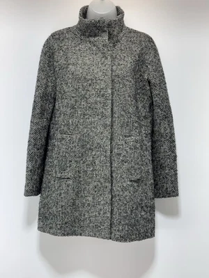 J. Casaco Crew City Herringbone mistura de lã chique preto e branco tamanho 4 quente e elegante - Imagem 1 de 4