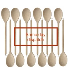 12" Apollo Wooden Cooking Spoons Beechwood 3,6,10, Qty's Catering Bulk - Picture 1 of 6