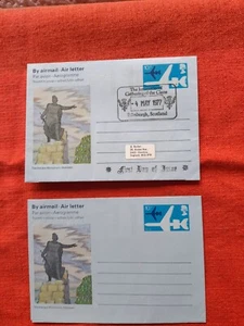 2 schottische Bildaerogramme The Wallace Monument 4. Mai 1977 FDC & unbenutzt - Bild 1 von 6