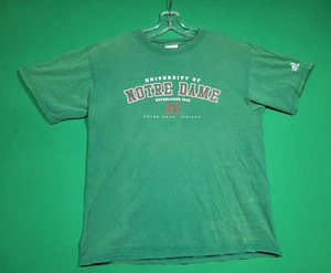 Vintage Adidas Notre Dame University Mens Medium T Shirt Y2K Green - Picture 1 of 15