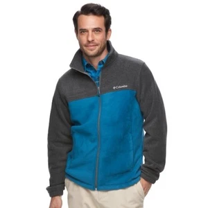 Columbia Mens Sweater Size XXL Flattop Ridge Full Zip Fleece Log Sleeves - Imagen 1 de 10