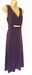 Aubergine Formal/party Dress Sz 14 Excellent! Stretchy Midi A-line - Picture 1 of 7