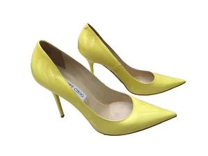Jimmy Choo Abel Flame Yellow Patent Leather Classic Pump Shoes Sz 41 - Picture 1 of 13