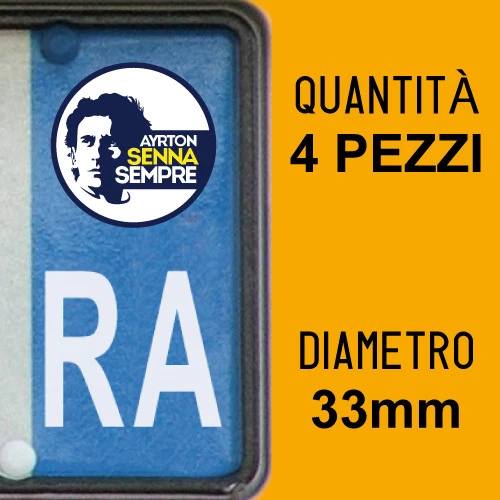 Kit 4 ADESIVI PER TARGA AYRTON SENNA plate auto moto Europa custom sticker decal