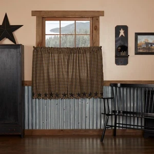 Black Star Tier Set 36x36 Country Cottage Farmhouse Check VHC Brands Scalloped - Picture 1 of 6