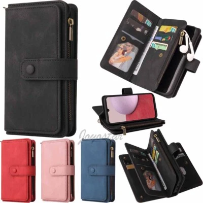 For Samsung A15 A25 A35 A13 A23 A53 A14 A34 A54 Zipper Wallet Leather Case Cover - Image 1 of 4