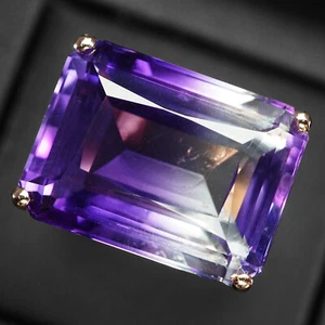 Shiny Bi Color Violet Ametrine 22.25Ct 925 Sterling Silver Handmade Rings Size 6 - Picture 1 of 8