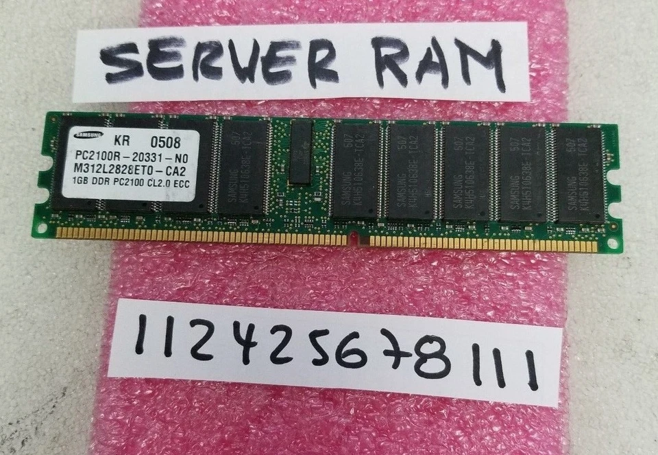 1GB PC DDR DDR1 PC2100R DDR-266 2100R 266MHZ DUAL RANK  184PIN  RDIMM 2RX4 64X4 - Image 1 of 1