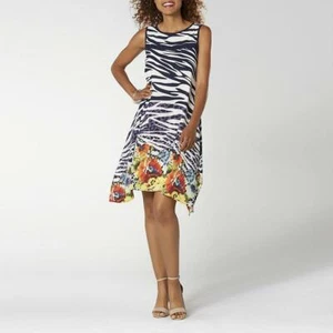 Robbie Bee Women's A-line Border Dress Size 8 Spring Floral Animal Print MSRP$70 - Picture 1 of 7