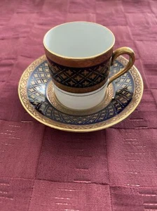 Alte Mokka-Espresso-tasse mit Untertasse, Porzellan, Bavaria 22 Karat Gold - Bild 1 von 7