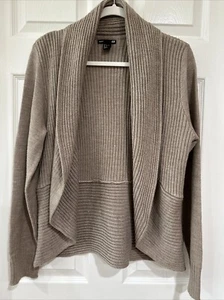 Cárdigan H&M Basic Para Mujer Grande Frente Abierto Acanalado Marrón Topo Usado en Excelente Condición - Imagen 1 de 7