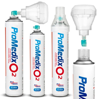 EUROELECTRONICS 2 Stück Medizinischer Sauerstoff Dose 12L o2 Universal Inhalier Atemhilfe 99,4%