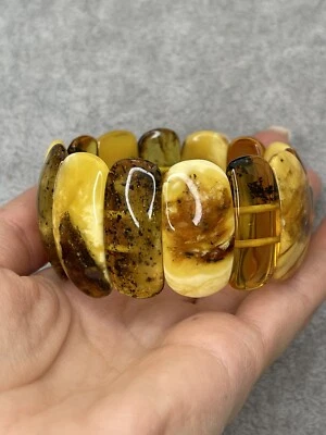 Pulsera de Piedra Ámbar Báltico Natural Genuina.Pulsera Ámbar MULTICOLOR 7,1 Pulgadas Foto 1 de 4