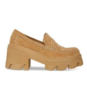 STEVE MADDEN Womens NEW Tan Suede Beth Platform Loafers / Size 10 - Picture 1 of 6