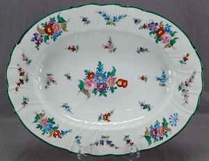 Schlaggenwald Hand Painted Pink Rose Floral & Green Trim 15 1/4 Inch Platter - Picture 1 of 12