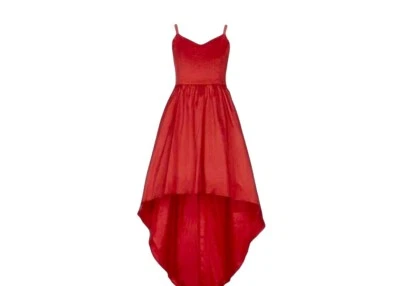 Vestido Betsy & Adam para mujer talla 2 rojo satinado alto bajo correa de espagueti graduación Y2K Foto 1 de 4