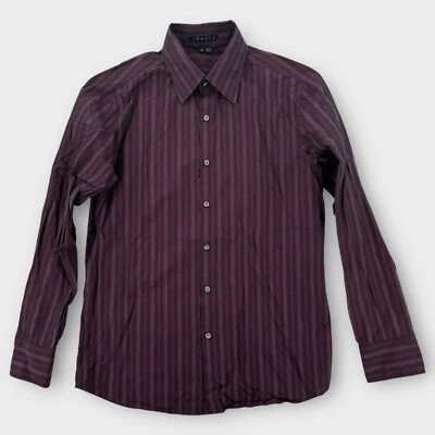 Camisa Theory Para Hombre Mediana Roja Negra Rayas Abotonada Manga Larga Vestido Algodón Foto 1 de 4