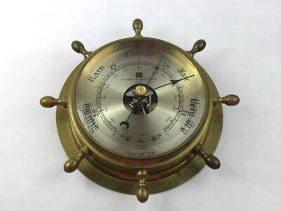 Bey Berk International Brass Ships Wheel Porthole Barometer SB402 Foto 1 de 4