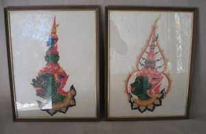 Zwei Nang Talung Thai Schatten Puppen Silhouetten Ausschnitte Kunst - Bild 1 von 8
