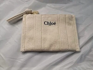 Chloe Pouch Clutch Logo Canvas Beige Women's USED FROM JAPAN - Picture 1 of 5