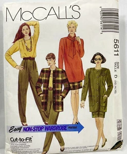 1991 McCalls Schnittmuster 5611 Damen Jacke Oberteil Schal Rock Hose 12-16 10344 - Bild 1 von 2