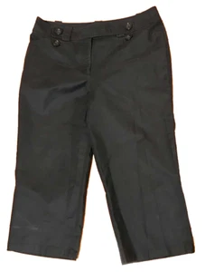 Ann Taylor Capri Pants 12 Womens Lindsay Black Pockets Buttons 34"W x 21"I - Picture 1 of 7