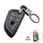 PU Leather 4 Button Keyless Remote Black Fob Cover Protector Case Fit For BMW 5S