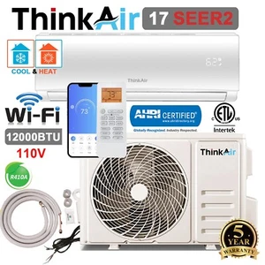 New 12000 BTU Mini Split Ductless Air Conditioner Heat Pump 1 Ton 110V wifi - Picture 1 of 7