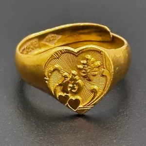 Cinese 24 Kt. Anello regolabile a forma di cuore in oro giallo (YiA)7-1 - Foto 1 di 7