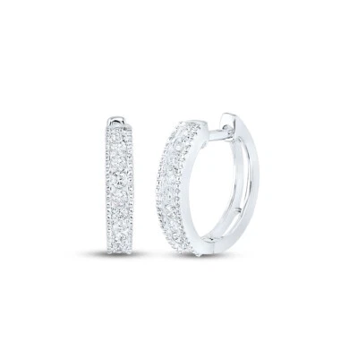 Macey Worldwide Jewelry 10K White Gold Diamond Hoop Earrings 1/4 CT - Image 1 of 2
