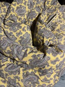 Ralph Lauren Three-Piece Queen Size Comforter Set Yellow And Blue Paisley Print