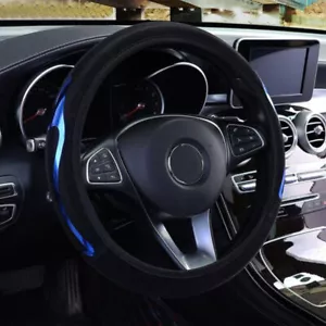 Blue Car Steering Wheel Cover Anti Slip PU Leather Protector 15"/38cm Universal - Bild 1 von 3