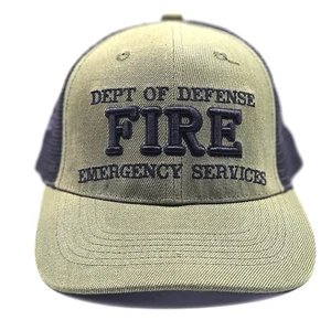 DoD Hat Cap Trucker Snapback Olive Green Dept of Defense Fire Free Shipping - Picture 1 of 7
