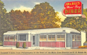 Rosemont PA Jim & Bills Mari-Nay Diner Leinen Postkarte - Bild 1 von 2